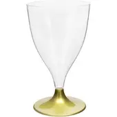 Monouso - Mehrweg Weinglas aus PS Crystal Fuß Golden 200ml 2T (20 Stück)