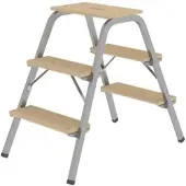 Proregal Stahl-Holz-Tritt | 2x3 Stufen | aus Stahl mit Holz-Stufen