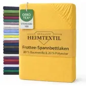 EXKLUSIV HEIMTEXTIL Frottee Spannbettlaken 120 x 200 cm Gelb 80% Baumwolle 20% Polyester Öko - Tex Zertifiziert Bed-Sheet Bettlaken Spannbetttuch