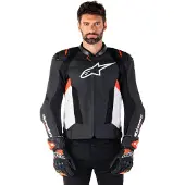 Alpinestars Missile V3 Airflow perforierte Motorrad Lederjacke, schwarz/weiß/rot, 50