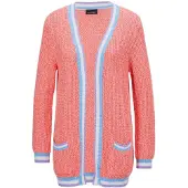 Goldner Strickjacke "Kurzgröße Strickjacke in raffinierter Struktur" mit gestreiften Rippenbündchen
