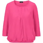 Goldner Kurzarmbluse "Chiffon-Shirt mit 3/4-Arm, Rundhals", Damen, Gr. 46, pink, Obermaterial: 95% Viskose CV. 5% Elasthan EL., Casual, Sonstiges, Blusen Kurzarmbluse, keine/nicht relevant