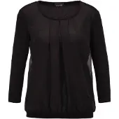 Goldner Kurzarmbluse "Chiffon-Shirt mit 3/4-Arm, Rundhals", Damen, Gr. 42, schwarz, Obermaterial: 95% Viskose CV. 5% Elasthan EL., Casual, Sonstiges, Blusen Kurzarmbluse, keine/nicht relevant