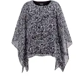 Goldner Satinbluse "Tunikbluse mit Chiffon-Überwurf, Print" Überwurf