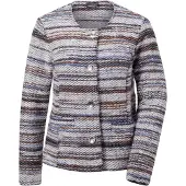 Goldner Kurzjacke "Hüftlange Baumwolljacke mit Streifen" Kontrastfarbiger Reißverschlusspaspel