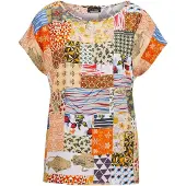 Goldner Schlupfbluse "Luftige Viskosebluse mit Patch-Print" Patch-Print