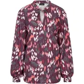 Goldner Schlupfbluse "Kurzgröße Moderne Rüschenbluse mit Stehkragen", Damen, Gr. 19, lila (beere, gemustert), Obermaterial: 100% Viskose CV., Blusen Schlupfbluse, Rüschen