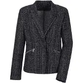 Goldner Jackenblazer "Eleganter Baumwollblazer, Karomuster", Damen, Gr. 40, schwarz (schwarz, gemustert), Obermaterial: 93% Baumwolle CO. 7% metallisierte Fasern MTF., Blazer Jackenblazer, RV Taschen