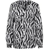 Goldner Kurzarmbluse "Bluse mit Tunika Ausschnitt", Damen, Gr. 38, schwarz (schwarz, weiß, gemustert), Obermaterial: 100% Viskose CV., figurumspielend, weit Manschette, Blusen Kurzarmbluse, Knöpfe