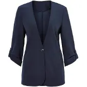 Goldner Jackenblazer "Kurzgröße Blazer mit Cardiganausschnitt" Ärmelsaum wird durchgeknöpften Riegel hochgerafft