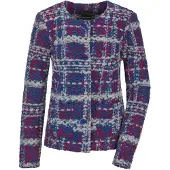 Goldner Kurzjacke "Elegante Jersey-Jacke mit Karomuster" aufgesetzte Taschen