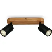 Briloner Deckenlampe schwenkbar, GU10 Fassung, max.9W, Deckenstrahler, Wohnzimmerlampe, Schlafzimmerlampe, Küchenlampe, Deckenleuchte, 25,5cm, Schwarz-Holz
