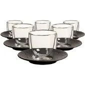 Villeroy & Boch Thermoglas "Espressogläser mit Untertassen Manufacture Rock 70 ml 6er Set schwarz"