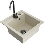 Mexen Vito 1-Becken-Granit-Spüle mit Mischbatterie Telma, Beige - 6503-69-670200-70