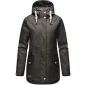 NAVAHOO Damen Regen Jacke Parka Wasserdicht Gefüttert Funktionsjacke Ocean Heart Schwarz Gr. 34 - XS