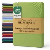 EXKLUSIV HEIMTEXTIL Jersey Spannbettlaken 180 x 200 cm Apfelgrün 100% Baumwolle Öko - Tex Zertifiziert Bed-Sheet Bettlaken Spannbetttuch