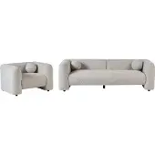 Beliani Sofa Set Beige Stoff 4-Sitzer Sessel und Sofa Wohnzimmergarnitur mit Dekokissen Modernes Elegantes Design Couch für Wohnzimmer