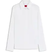 HUGO für Damen. 50554568 Slim Fit Twill Hemd weiß (42), Lässig, Baumwolle, Klassisch, Langarm