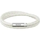 HUGO BOSS Zweireihiges, geflochtenes, weißes Armband mit Logo-Verschluss Grösse ONESI