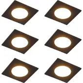 QAZQA Set mit 6 modernen Einbaustrahlern schwarz inkl. LED 3-Stufen-Dimmbar IP65 - Simply