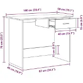 vidaXL Schreibtisch Altholz Holzwerkstoff 100 x 50 x 76 cm