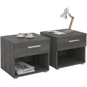 Idimex NACHTTISCH MARY 2er-Set Esche grau