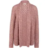 Goldner Strickjacke "Trageangenehme offene Strickjacke" Feine Ajourstruktur trifft schönes Zopfmuster