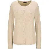 Goldner Strickjacke "Cardigan aus Baumwolle, Rundhals" Piqué-Optik