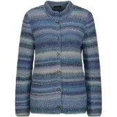 Goldner Strickjacke "Multicolor Woll-Jacke mit Stehkragen" Multicolor-Ringeloptik