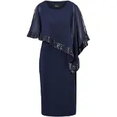 Goldner Abendkleid "Kurzgröße Kleid mit raffiniertem Chiffonüberwurf" Chiffon