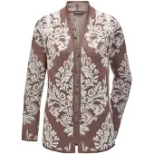Goldner Strickjacke "Kurzgröße Jacquard-Strickjacke mit Glanzgarnen" Mit feinen Glanzgarnen