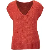 Goldner Rundhalspullover "Kurzgröße Pullunder" fully fashioned gestrickter Ausschnitt