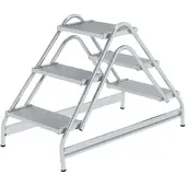 Proregal Arbeitspodest beidseitig begehbar | 2x3 Stufen | Aluminium geriffelt | Rutschfeste Kunststoffschuhe