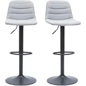 Miliboo Verstellbare, drehbare Barhocker 360° aus hellgrauem Stoff und Metall (2er-Set) SAURY