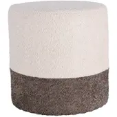 Wellhome - 'Boucle' Hocker Ø35cm beige mit dunkelgrau