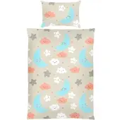 Bestgoodies Kinder Betten-Set inkl. Bettwäsche 100x135cm / 40x60cm - Mond Sterne Wolken