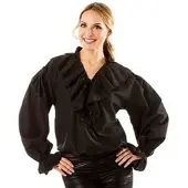 Buttinette Damen-Rüschenbluse, schwarz
