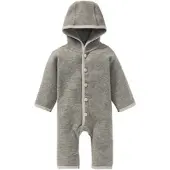 BORNINO HOME Wollfleece-Overall mit Klappbündchen aus Merinowolle, grau, 86