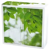 PaperFlow easyOffice Rollladenschrank Motiv grüne Blätter grün, 110x104x41.5 cm