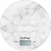 Cheffinger 5 Kg LCD-Display Küchenwaage Glass Marmor Weiß Design Antirutsch