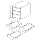 Ceha Büro- und Rollcontainer 600 mm Tiefe aus Stahl mit 3 Schüben in RAL9003 (signalweiß)