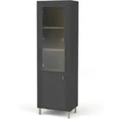Möbel Kraft Vitrine , schwarz , Maße (cm): B: 60 H: 194