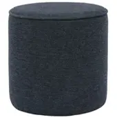 Miliboo Runder Pouf in dunkelblauem Samteffekt-Textil D40 cm PAUL