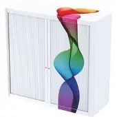 PaperFlow easyOffice Rollladenschrank Motiv Farbspirale silber, 110x104x41.5 cm