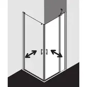 Kermi Liga Eckeinstiegshälfte Pendeltür LI1EL07520VAK 75x200cm, silber hochglanz, ESG klar, links, auf Duschwanne