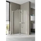 Kermi Duschtür 1-flügelig rechts für Ecke „RAYA“ Glas SR Opaco, Profile Silber Hochglanz, BV: 770 - 800 mm GAK: 755 - 785 mm WE: 780 - 810 mm H: 2000 mm