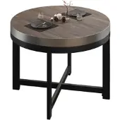 GGM Möbel BO | Bistro Tisch | Ø80xH54cm | 50mm | Edelstahl Rand | Light Wenge/ Schwarz