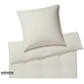 Elegante Bettwäsche Solid Stripe - 135x200 cm + 80x80 cmwollweiss