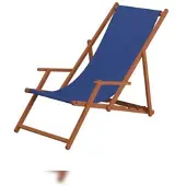 Erst-Holz Liegestuhl Strandstuhl blau Kissen Gartenliege Relaxliege Sonnenliege Buche klappbar 10-307 KH