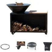 Grill'Chic Privilege Pack Traditioneller Feuerkorb Stahl 83 Schwarz Doppelte Wanne